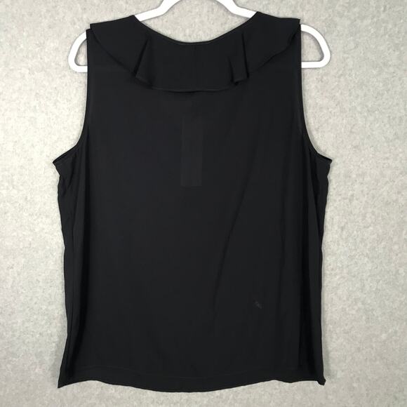 Calvin Klein Top Large Navy Ruffle Flowy Silver Chains Popover Career‎ Quiet ** - Picture 9 of 10